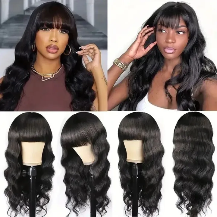 Body%20Wave%20Wig%20With%20Bangs%20Brazilian%20Human%20Hair%20Wig%20Sale%20Full%20Machine%20Made%20Fringe%20Glueless%20Wigs%20Ready%20To%20Wear%20Hair%20-%20Image%202