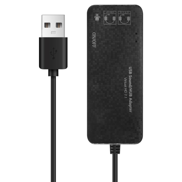 3 Port Usb 2.0 Hub External 7.1Ch Sound Card Headset Microphone Adapter For Pc
