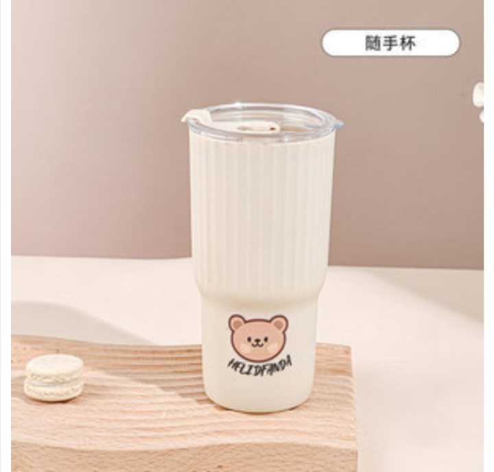 Internet celebrity coffee milk tea juice milk portable drinking cup student creative plastic double drinking straw cup water cup