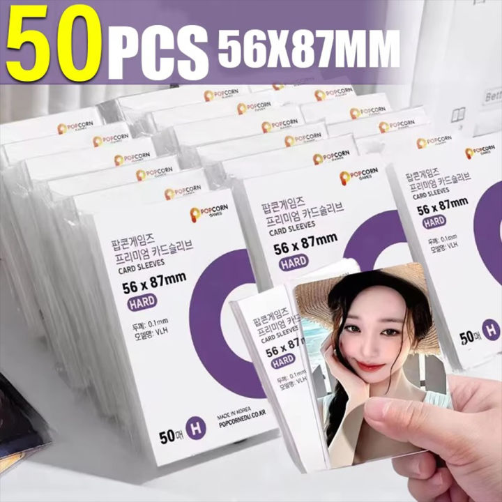 50pcs Korea Card Sleeves Clear HARD 3 Inch Photocard Holographic Lomocards Protector Film Album Photo