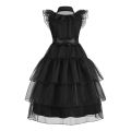 Baby Wednesday Costume Kids Princess Elegant Dress Children Family Dancing Horror Disguise Addams Cosplay Halloween Dress 4-12T. 