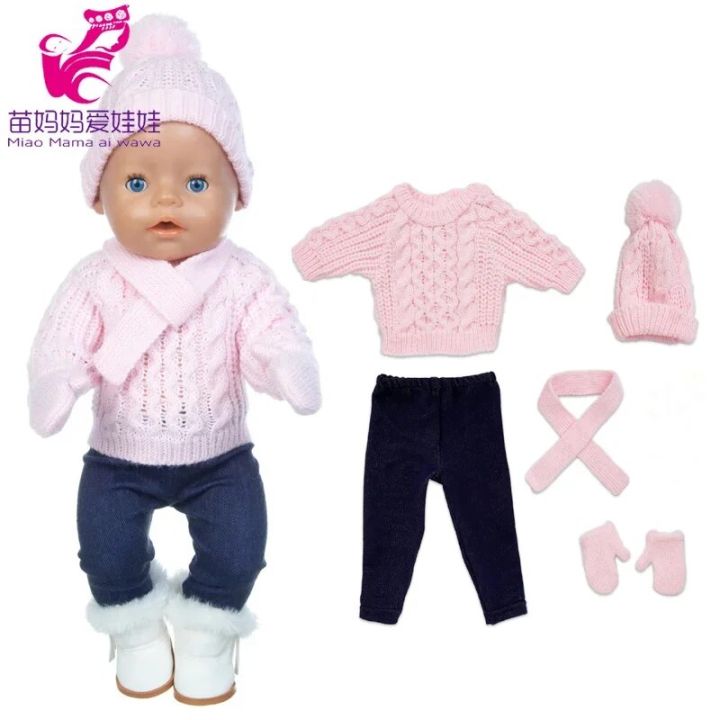 43%20cm%20baby%20doll%20clothes%20crochet%20sweater%2018%20inch%20girl%20doll%20winter%20clothes%20set%20scarf%20hat%20gloves%20new%20year%20apparel%20for%20dolls%20-%20Image%202