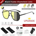 CLLOIO Anti-glare Day Night Vision Glasses Men Women Polarized Driving Sun Glasses Square Aluminum Photochromic Sunglasses UV400. 
