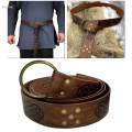 Medieval Belt for Men Cosplay Prop Renaissance Costume Embossed Larp Accessories O Ring Belt , Brown.