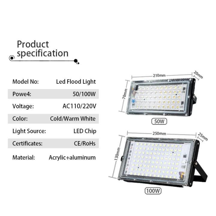 4pcs/lot%20Led%20Flood%20Light%20AC%20220V%20110V%20Outdoor%20Floodlight%20Spotlight%20IP65%20Waterproof%2050W%20100W%20LED%20Street%20Lamp%20Landscape%20Lighting%20-%20Image%202