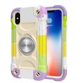 For iPhone XS Max Shockproof Silicone + PC Protective Case with Dual-Ring Holder. 