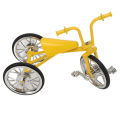 Toy Tricycle Model 3D Car Removable Ornament Metal Rubber Bike for Any Age Birthday Yellow. 