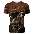 Vintage Men's T-shirt 3d Printed Mechanical Tool Pattern Ordinary Short-sleeved High Street Streetwear Tees Tops Men's Clothing.