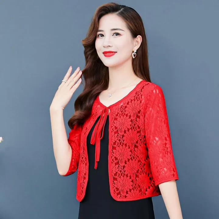2023Spring%20Summer%20Coat%20Shawl%20Lace%20Women's%20Loose%20Slimming%20Large%20Size%20Cardigan%20Hollow%20out%20Sun-Proof%20All-Matching%20Coat%20Top%20-%20Image%204