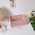 Mini Plastic Storage Box Collapsible Storage Container Desktop Cosmetic Basket. 
