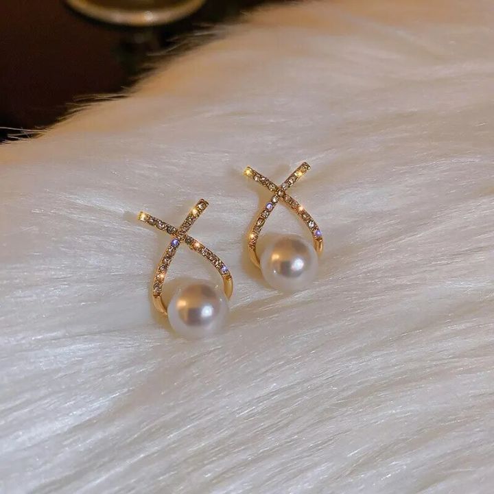 Elegant%20Simulated%20Pearl%20Earrings%20For%20Women%20Inlaid%20Rhinestone%20Stud%20Earrings%20Letter%20X%20Ear%20Stud%202023%20Trendy%20Party%20Wedding%20Jewelry%20-%20Image%202