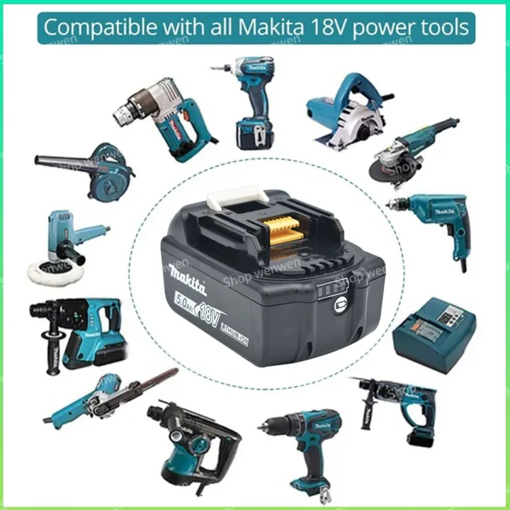 Original%20Makita%2018V%20Battery%205.0Ah%20Rechargeable%20Power%20Tools%20Battery%20with%20LED%20Li-ion%20Replacement%20LXT%20BL1860B%20BL1860%20BL1850%205000mAh%20-%20Image%202