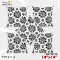 Cushion Cover Black & White (14"x14") Only Cover, Set of 5. 