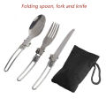 TARKA Stainless Steel Foldable Fork Knife Utensils Spoon Set Outdoor Camp Picnic Slice Tableware Hiking Tourist Cooking Supplies. 