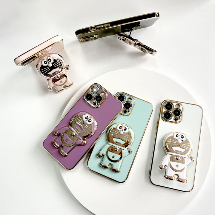TA%20for%20Infinix%20Smart%206%20HD%20Back%20Cover%20Cute%20Doraemon%20Folding%20Bracket%20Luxury%206D%20Plating%20Case%20Soft%20Silicone%20Square%20Phone%20Case%20for%20Girls%20-%20Image%203