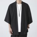 Men's Kimono Shirt Traditional Japanese Style Clothing Male Open Front Cardigan 3/4 Sleeve Yukata Coat Haori Casual Beach Shirts. 