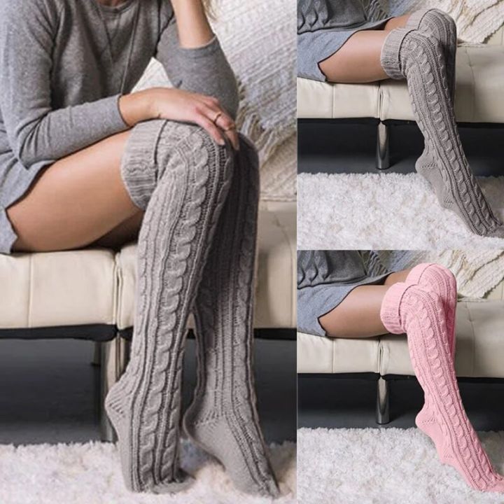 Harajuku%20Women%20Girls%20Wool%20Stockings%20Winter%20Warm%20Knitted%20Over%20Knee%20Socks%20Leg%20Warmer%20Female%20Thigh%20Long%20Stockings%20Leg%20Warmers%20-%20Image%202