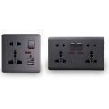 EU Standard Usb Socket Gray Embedded Panel Wall Power Socket Tetuo.