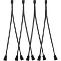 4 Pack PWM Fan Splitter Cable Y Splitter Computer PC Fan Power Cable 4 Pin 1 to 2 Converter, Black Sleeved Braided. 