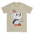Amazing Cuphead And Mugman Angry T-Shirts for Men Pure Cotton T Shirt Cartoon Short Sleeve Tee Shirt Gift Idea Clothes.