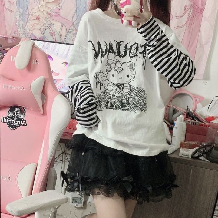 Hello%20Kitty%20cute%20Japanese%20and%20Korean%20y2k%20top%20women%20T%20shirt%202023%20new%20loose%20two%20piece%20long%20sleeved%20t%20shirt%20women%20-%20Image%204