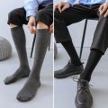 Men Long Socks Knee High Cotton Solid Business Soft Elastic Party Dress Formal Gentleman Stocking Four Seasons Sokken Brand. 
