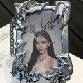 Cyberpunk 3 inch acrylic Kpop photocard holder Idol photo card ID bus cards protective case keychain school stationery. 