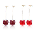 1 Pair Cute Simulation Red Cherry Gold Color Fruit Stud Earrings Women Girl Gift Simple Drop Female Fashion Jewelry Accessories. 