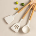 1/3 PcsHeat Resistant Wooden Handle Spatula Soup Spoon Skimmer Home Cooking Spatula Non-Stick Cooking Set Kitchen Utensils Conbo. 