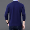 Shirt Collar Sweater Spring and Autumn Men's Business Casual Knitwear Pure Color All-Matching Dad Wear Cotton Knitwear Men's Clothing. 