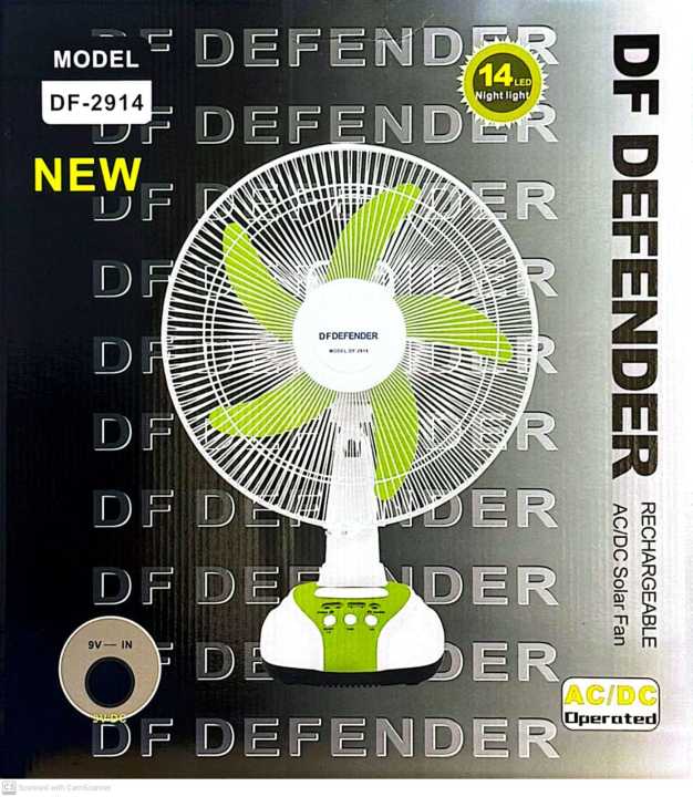 Defender Rechargeable Fan  (14") 2914 (Made In China)