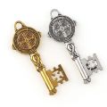 5 Colors Catholicism Christian Jewelry Key Charms Saint Benedict Key Pendants For DIY Pendants Necklace.