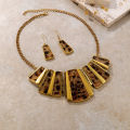 European and American New Fashion Vintage Leopard Print Necklace Alloy Exaggerated Earrings and Necklace Set Ornament Women. 