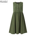 ZANZEA Womens Summer Sleeveless Tank Dress Casual Solid Cotton A-Line Midi Dresses #15. 