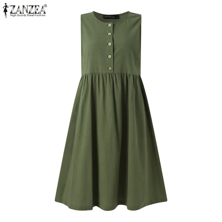 ZANZEA%20Womens%20Summer%20Sleeveless%20Tank%20Dress%20Casual%20Solid%20Cotton%20A-Line%20Midi%20Dresses%20#15%20-%20Image%206