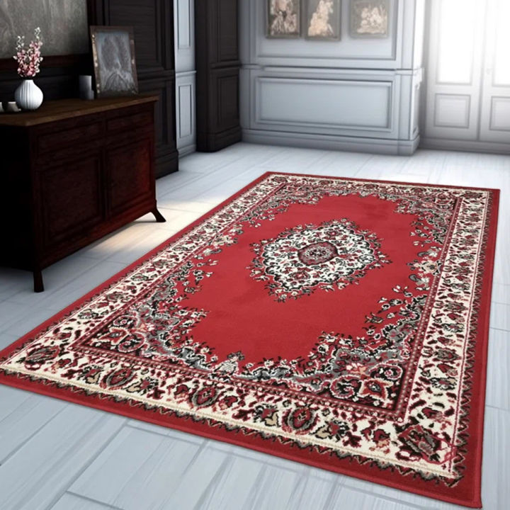 Turkish Style Multi-Color Carpet with Random Design, Available in 4ft and 6ft Sizes, Red and Maroon