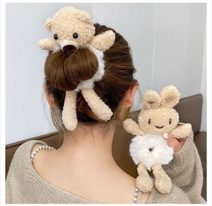 Fashionable Cute Bear Rabbit Head Rope Girl Tie Hair Rubber Band ...