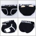 JOCKMAIL Brand Enhancing Mens Underwear Briefs Bulge Gay pad Front + Back Magic buttocks Double Removable Push Up Cup. 