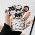 For Airpods Pro 2 Wavy Earphone Case Cartoon Cute Black White Line Stripe Cat Silicone Shell For Airpods 1 3 Transparent Headset BruberryBe.