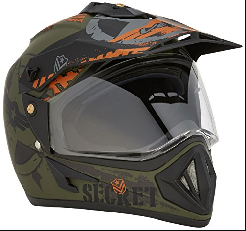 Vega Off Road Secret Full Face Helmet (Dull Black and Green, L)