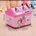 Metal House Shape Piggy Bank Coin Safe Storage Box with Lock.