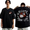 Kanye West Graduation Bea The Good Life Print T Shirt Men Women's Vintage High Quality T-shirt Hip Hop Punk T Shirts Streetwear.