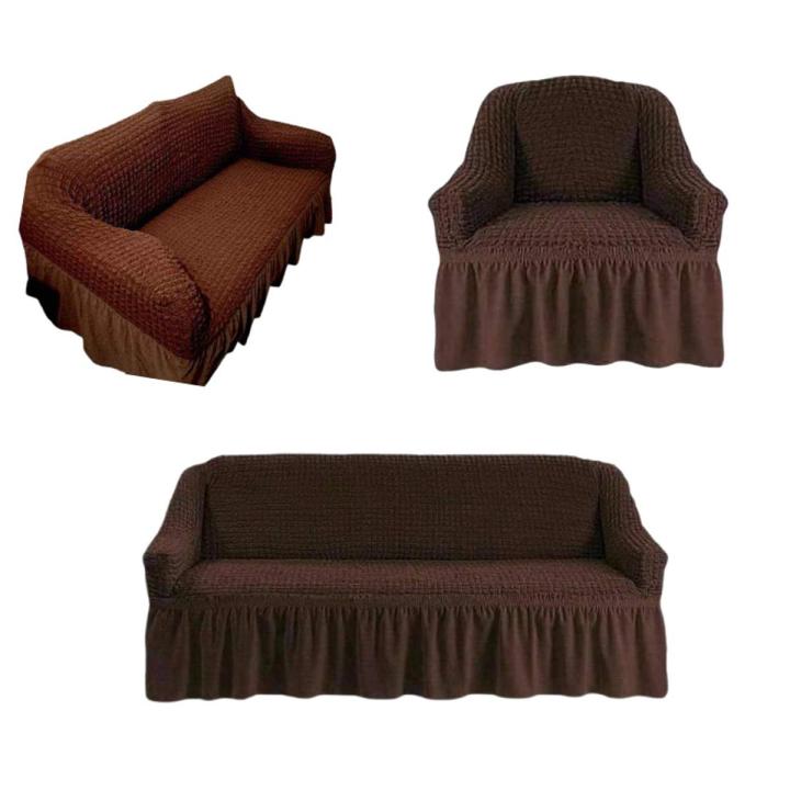 3+2+1=6 Seats Spandex Elastic Coffee-color Sofa Cover  Easybazar Bd