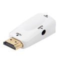 1080P Male to VGA Female Adapter Video Converter with Audio Output N3 white. 
