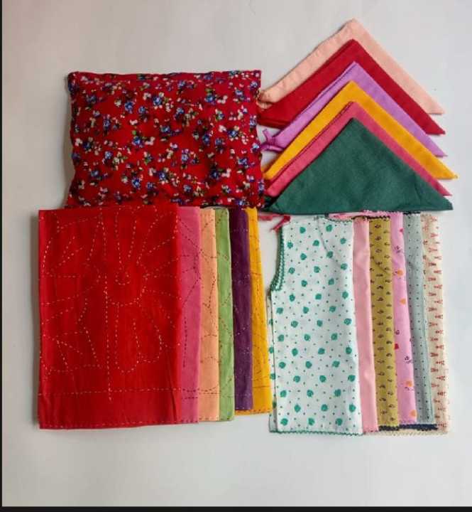 New Born Baby Katha 06 Pices, Nima 06 Pices, Nappy 06 Pices And Mustard pillow 01 Pices - Multicolor (0- 6 Months).