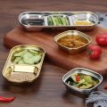 Stainless Steel Sauce Dish Spice Plates Gravy Boats Appetizer Serving Tray Rectangle Divided Oil Spice Dipping Tray Small Dish.