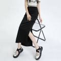 Lucyever Y2K Cargo Skirts for Women Korean Style High Waist Slim Fit Long Skirt Woman Bodycon Side Split Midi Skirts Female. 