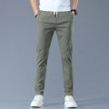 One Piece Dropshipping Summer New Men's Casual Pants Korean Slim-Fit Imitation Denim Straight Men's Casual Elastic Waist Pants.