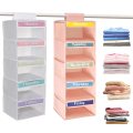 5-Shelf Weekly Clothes Organizer with 5 Side Pockets Hanging Closet Organizer with Labeled Days Hanging Storage Shelves. 