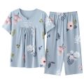 Fashion Print Pajamas Set Summer 100% Cotton Sleepwear For Women Casual Home Wear Ladies Night Big Size Pijamas Pyjamas M-XXXL.
